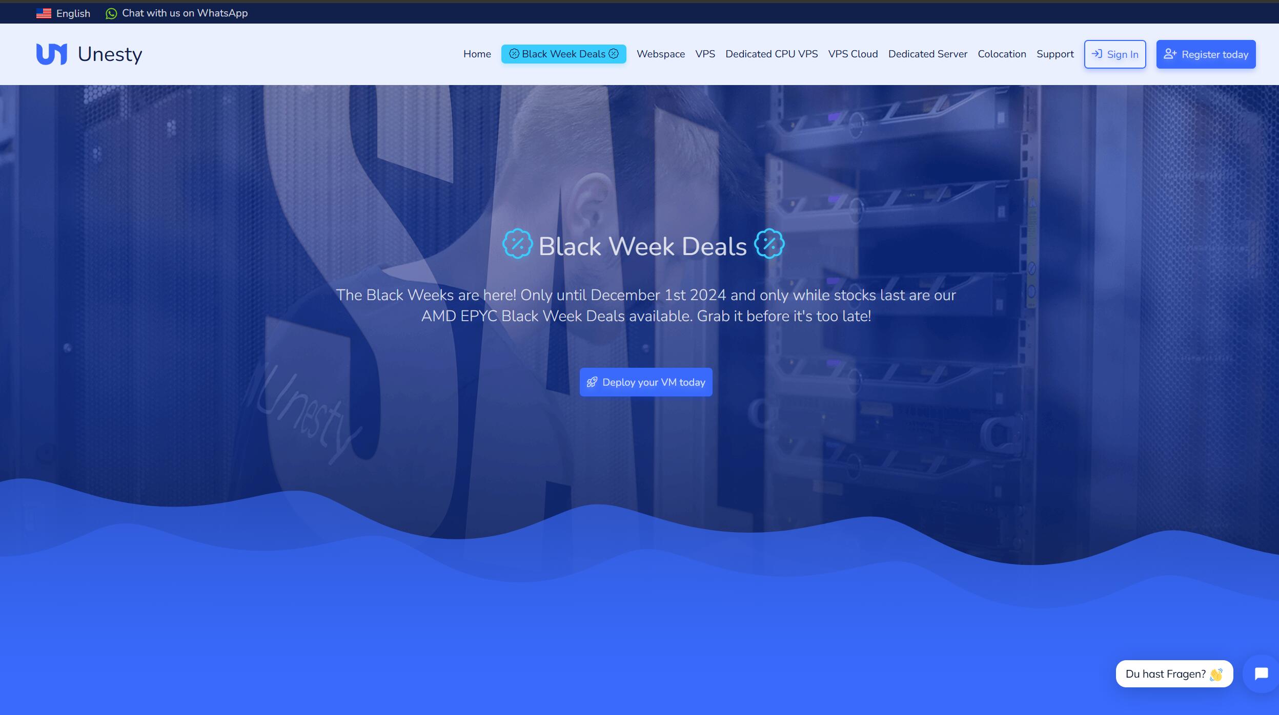 unesty:德国VPS限量秒杀,€4.95/月,16G内存/4核(AMD EPYC 7543)/200gNVMe/不限流量/10Gbps带宽,自带防御